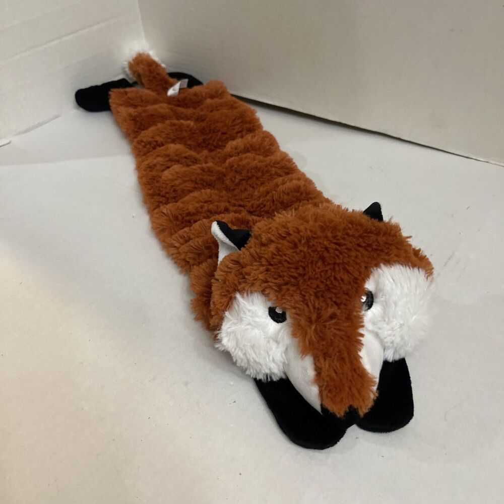 16 Squeeker Fox Dog Toy Plush Embroidered Eyes 24” Flat